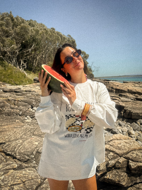 'beach picnic would solve all my problems' long sleeve tee