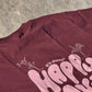 pink + burgundy 'happy hour' drop shoulder tee